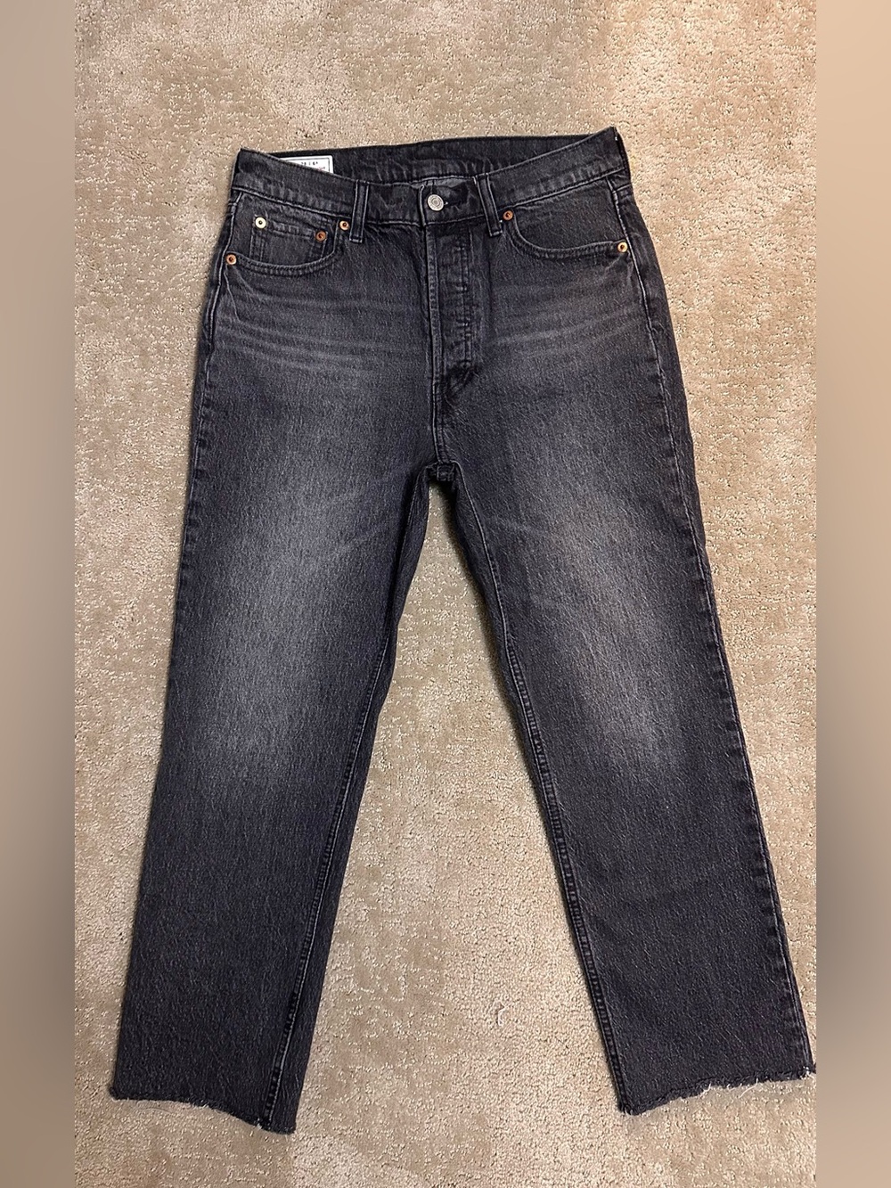 GAP Cheeky Straight High Rise Jeans Black Wash - Size 28 Short
